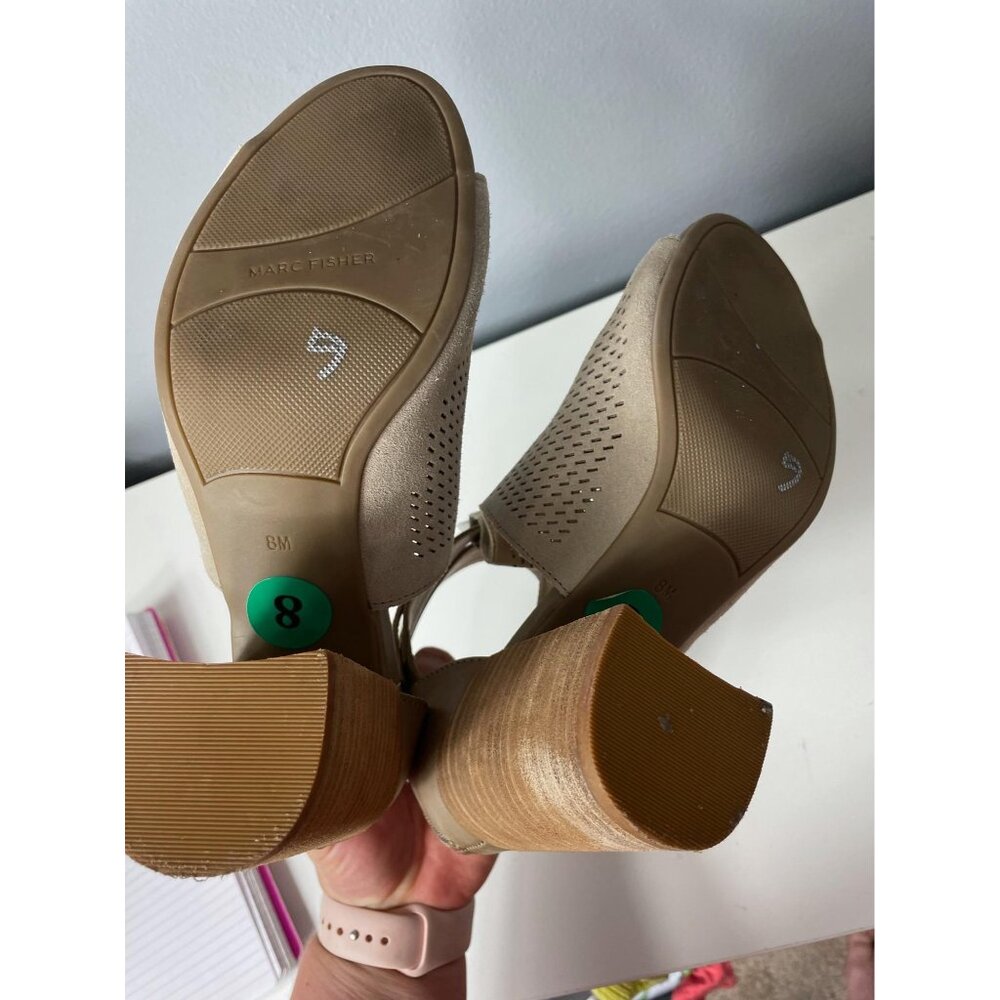 MARC FISHER Gabie Stacked Heel Bootie Sandal sz 8M - Picture 5 of 9